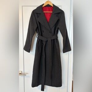 Women’s Wool-Blend Belted Coat – Size Small